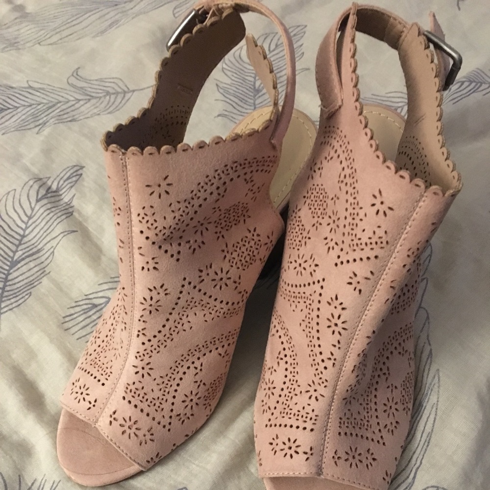 Peep toed blush colored heels